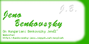 jeno benkovszky business card